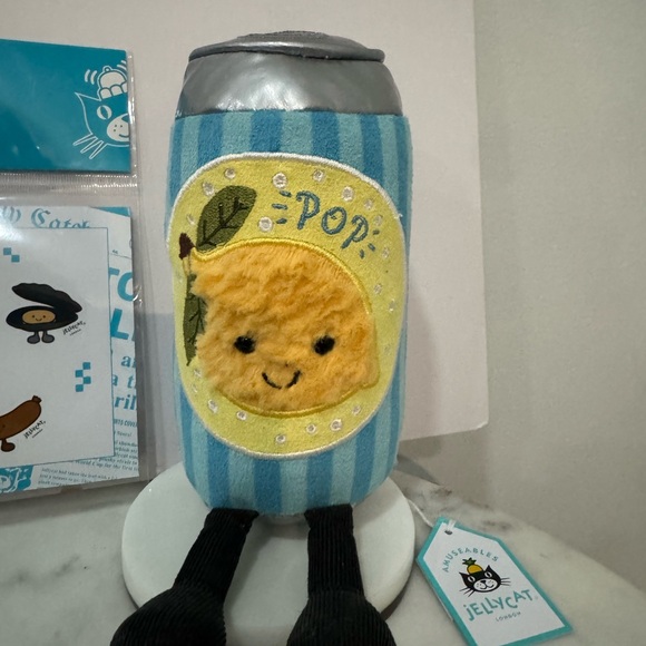 Jellycat Selfridges UK Jesse Lemon Can Pop Plush with stickers - Picture 2 of 4
